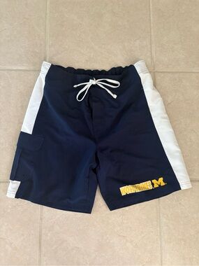 University of Michigan Wolverines Navy & White Swim Trunks - Size Large